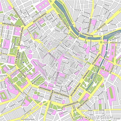 Central vienna /wien city map Vector Illustration